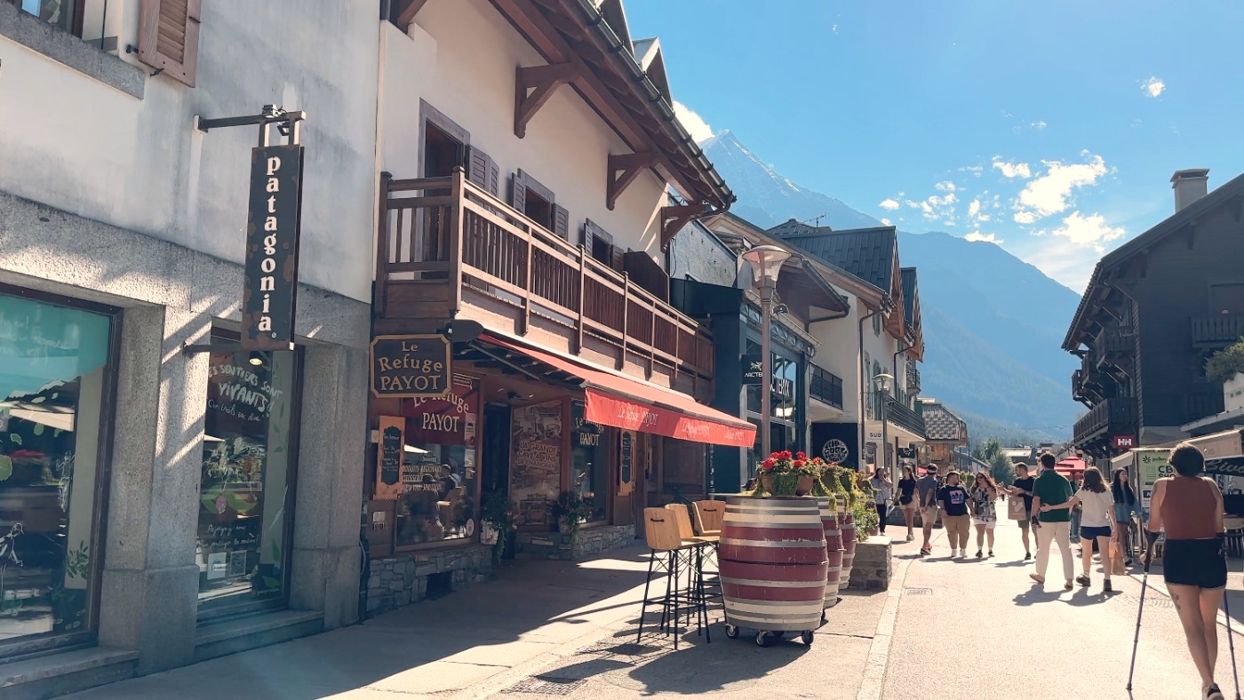 The streets of Chamonix, lined with shops big and small