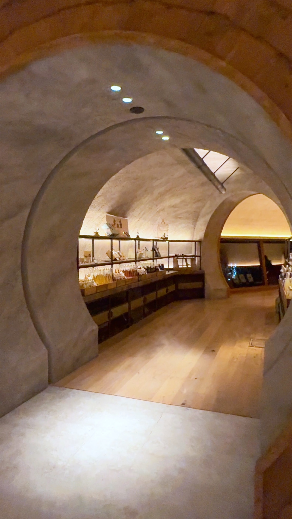 A cave-like vaulted restaurant interior