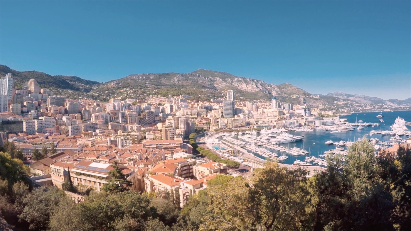 Monaco from above — the harbour and the streets that form part of the F1 circuit